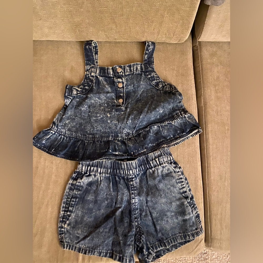7 For All Mankind Denim Blue Kids Jumpsuit Set